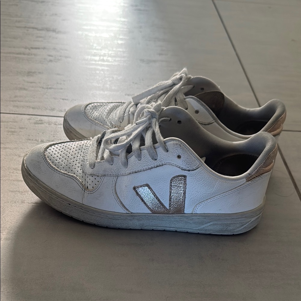 Veja White and Silver Women's Sneakers